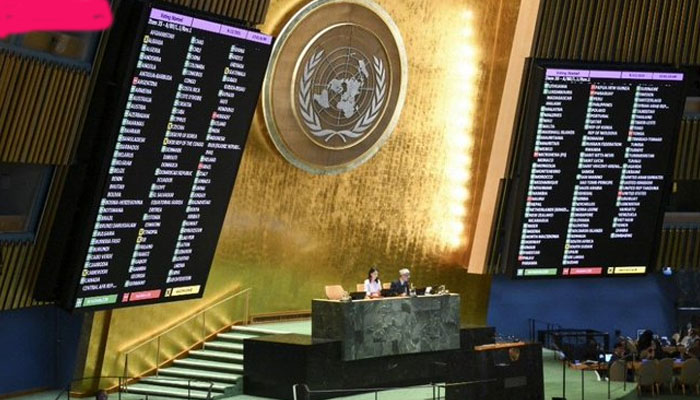 اقوام متحدہ میں فلسطین کےدو ریاستی حل پر مبنی “نیویارک ڈیکلریشن“ منظور