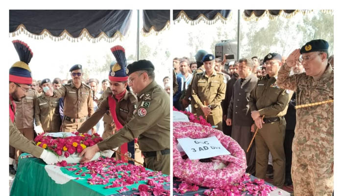 داجل چیک پوسٹ حملے کے شہداء کی نمازِ جنازہ ادا: آئی جی پنجاب اور فوجی حکام سمیت کثیر تعداد کی شرکت