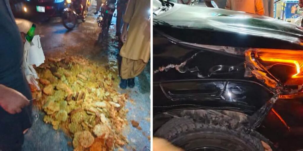 تلمبہ روڈ پر ویگو ڈالا اور ریڑھی میں ٹکر، ریڑھی بان زخمی